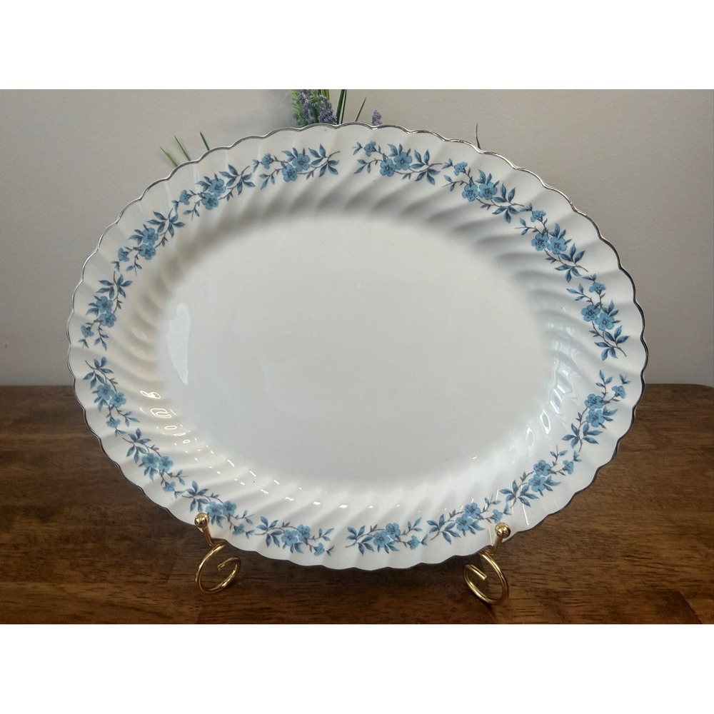 Vintage Johnson Brothers‎ Snowhite Regency Blue Floral Oval Platter